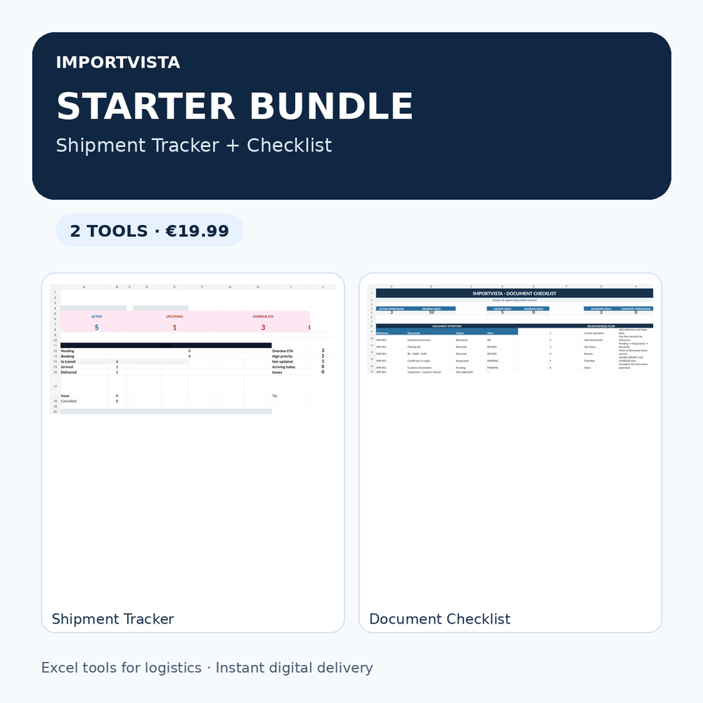 ImportVista Starter Bundle – Shipment Tracker + Document Checklist
