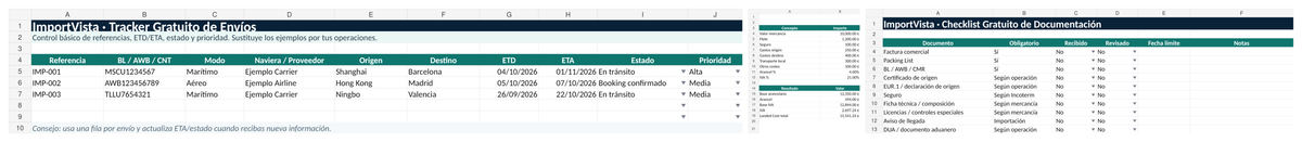 Vista previa del Toolkit Gratuito de Logística de ImportVista